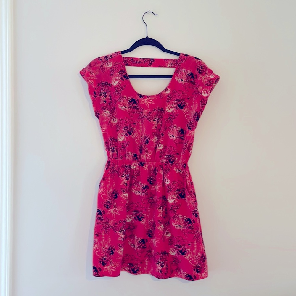 Candies pink dress with floral detail - size Small.